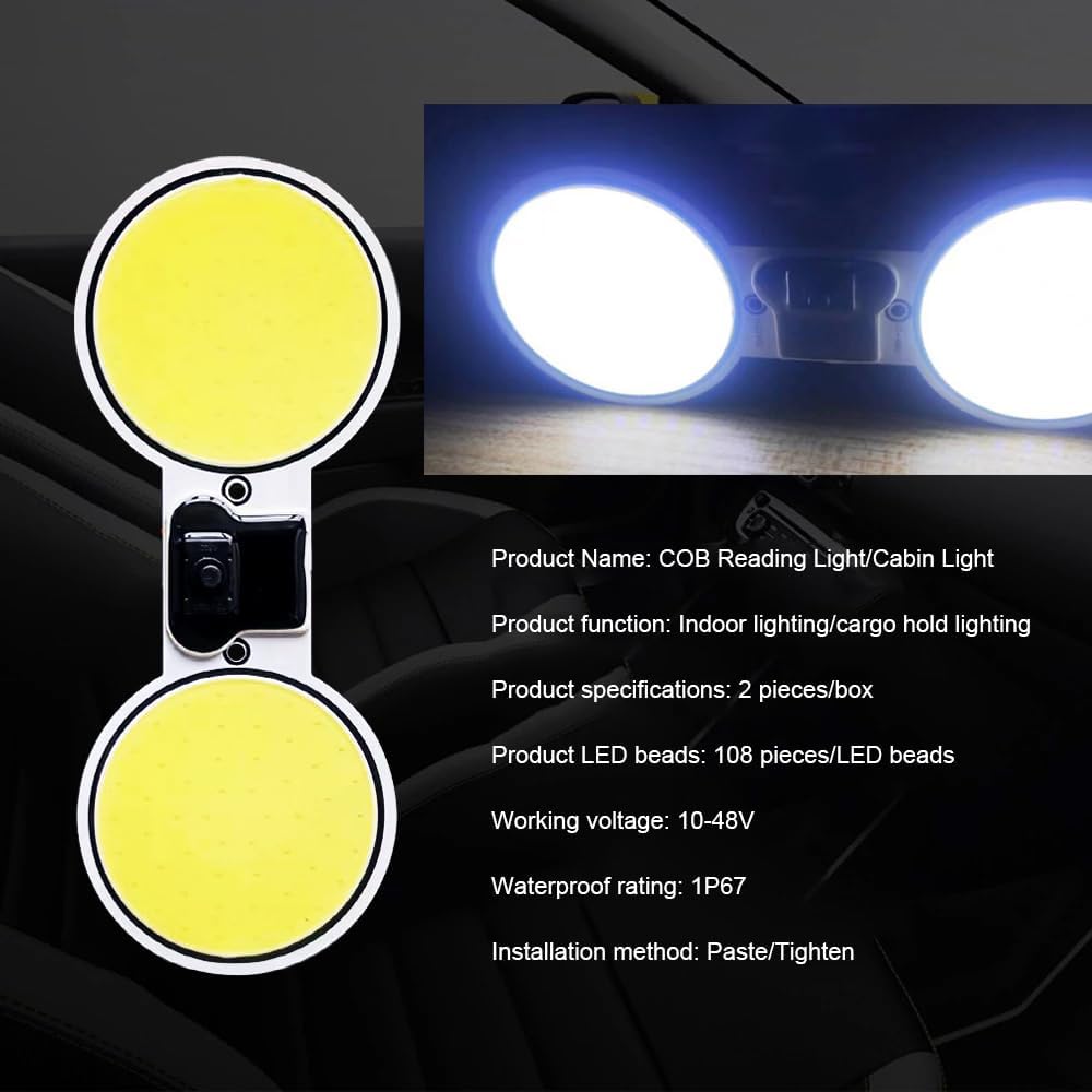 This 10-48V universal COB compartment lamp cab lamp is suitable for camper, truck, van, RV, trailer, boat, car, containerUltra-thin, ultra-bright, long service life, 108 COB chips