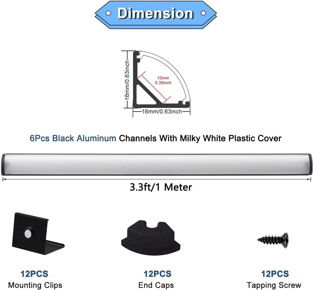 vst 6pack 3.3 ft black led aluminum channel shown in use
