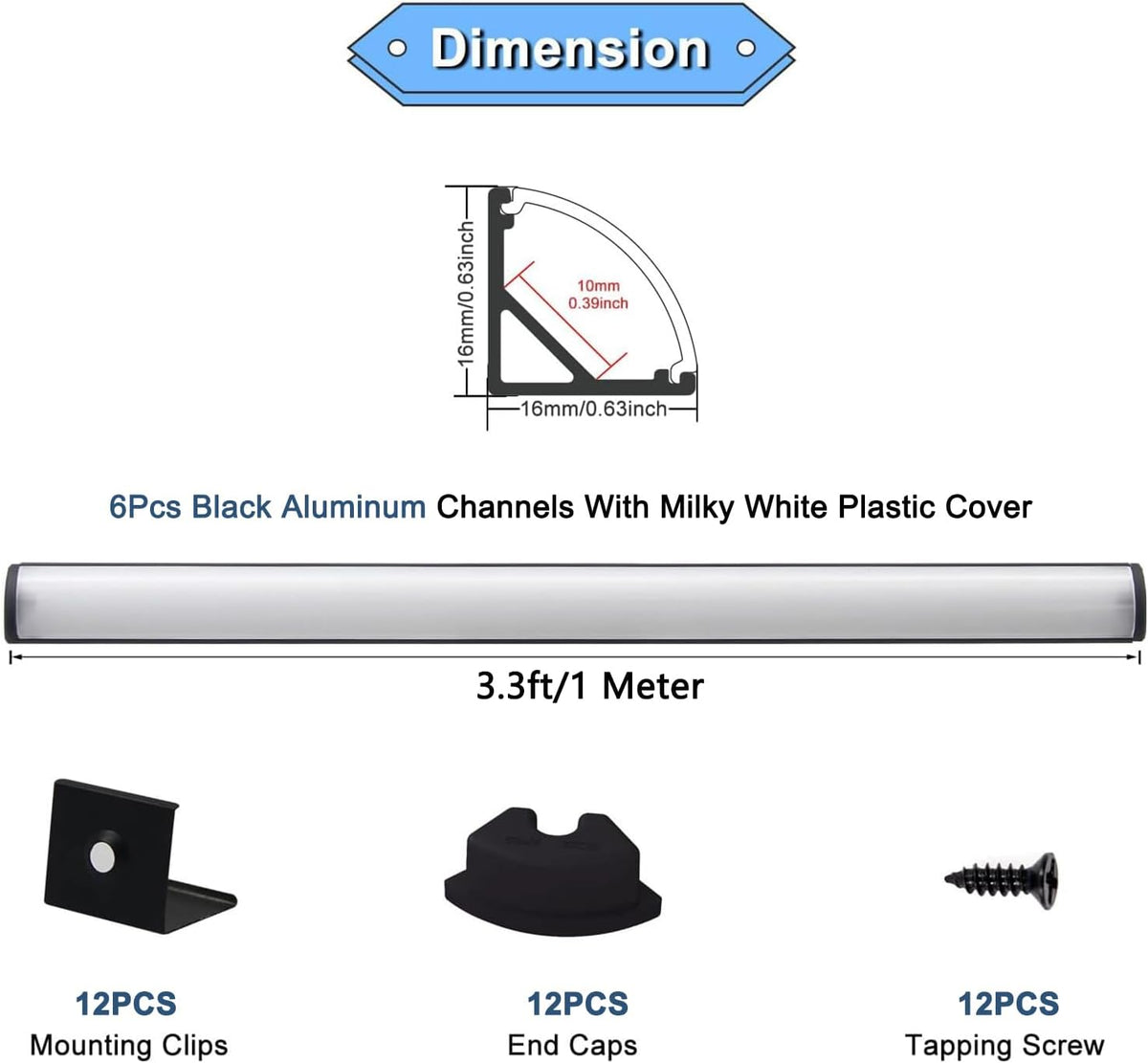 vst 6pack 3.3 ft black led aluminum channel shown in use