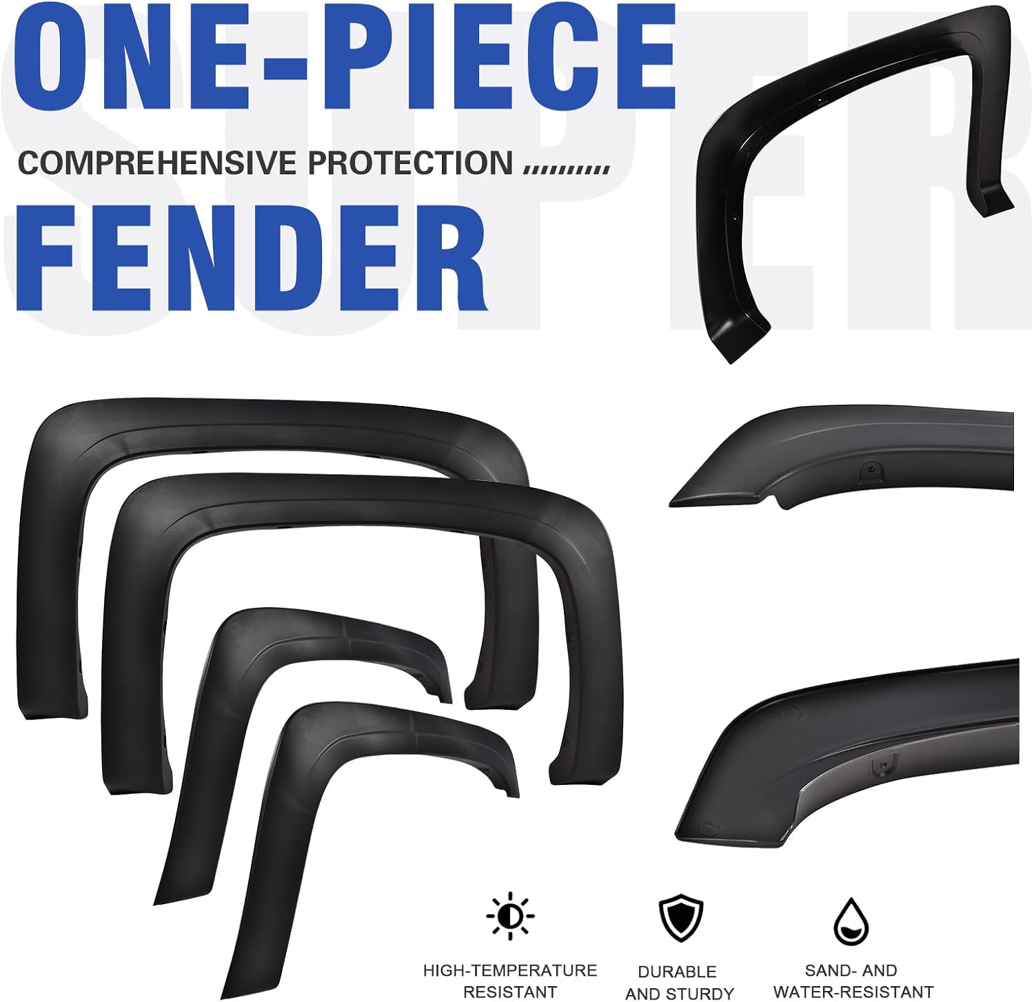 CROSSDESIGN Fender Flares Fit 2007-2013 Chevy Silverado 1500 2500HD 3500HD 6.5' 8' Bed, UV Resistant Factory Style Black Wheel Flares Cover Wheel Well Rust, 4 Pieces Kit Exclude Dually & GMC Sierra