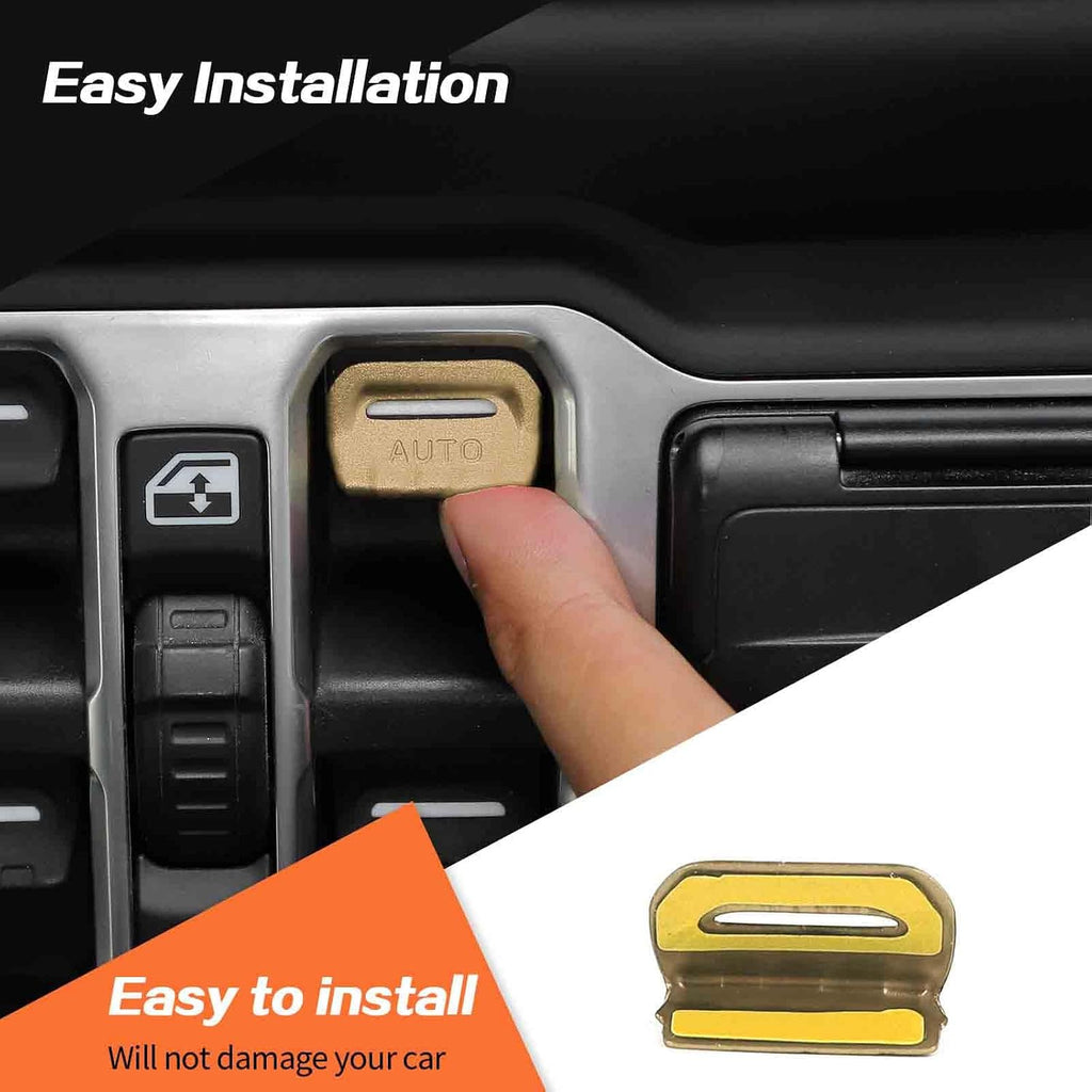 JeCar for Jeep Window Switch Button Cover Trim Interior Accessories for Jeep Wrangler JL JLU Gladiator JT 2018-2024 2025 2026+ (Gold Aluminum Alloy)