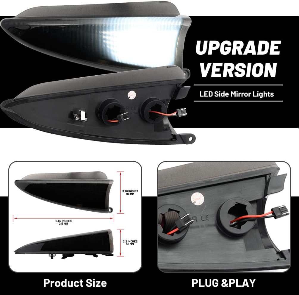 Smoked Lens Side Mirror Puddle Lights for 2003 2004 2005 2006 F-ord Expedition and Lincoln Navigator Amber LED Turn Left Right Signal Lamps Rear-View Mirror Towing Lighting