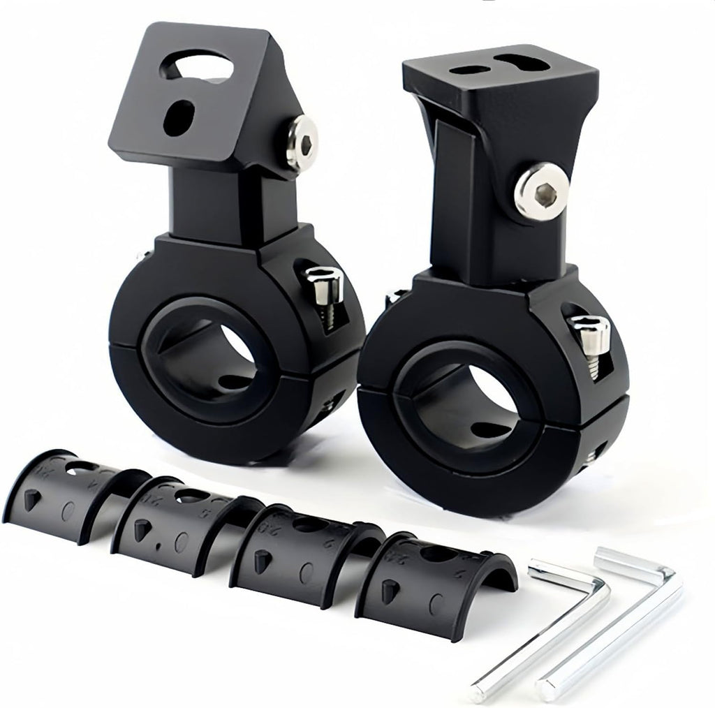 Motorcycle Spotlight Bracket, Light Bar Mounts for Driving Fog Lights, 360 Degree Adjustment Tube Clamp Mounting Bracket Fit 0.7"-1.25" ATV UTV Roll Bar (2 Pcs)