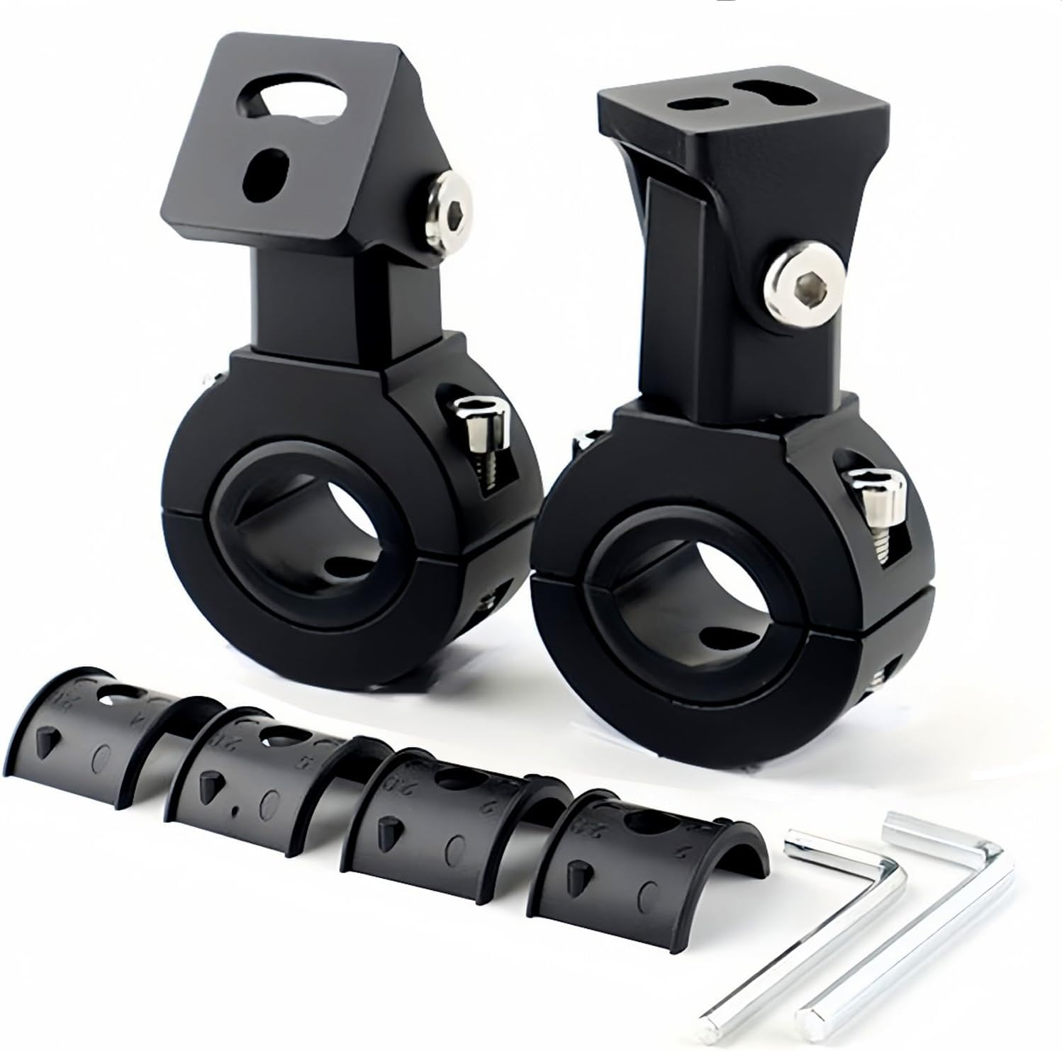 Motorcycle Spotlight Bracket, Light Bar Mounts for Driving Fog Lights, 360 Degree Adjustment Tube Clamp Mounting Bracket Fit 0.7"-1.25" ATV UTV Roll Bar (2 Pcs)