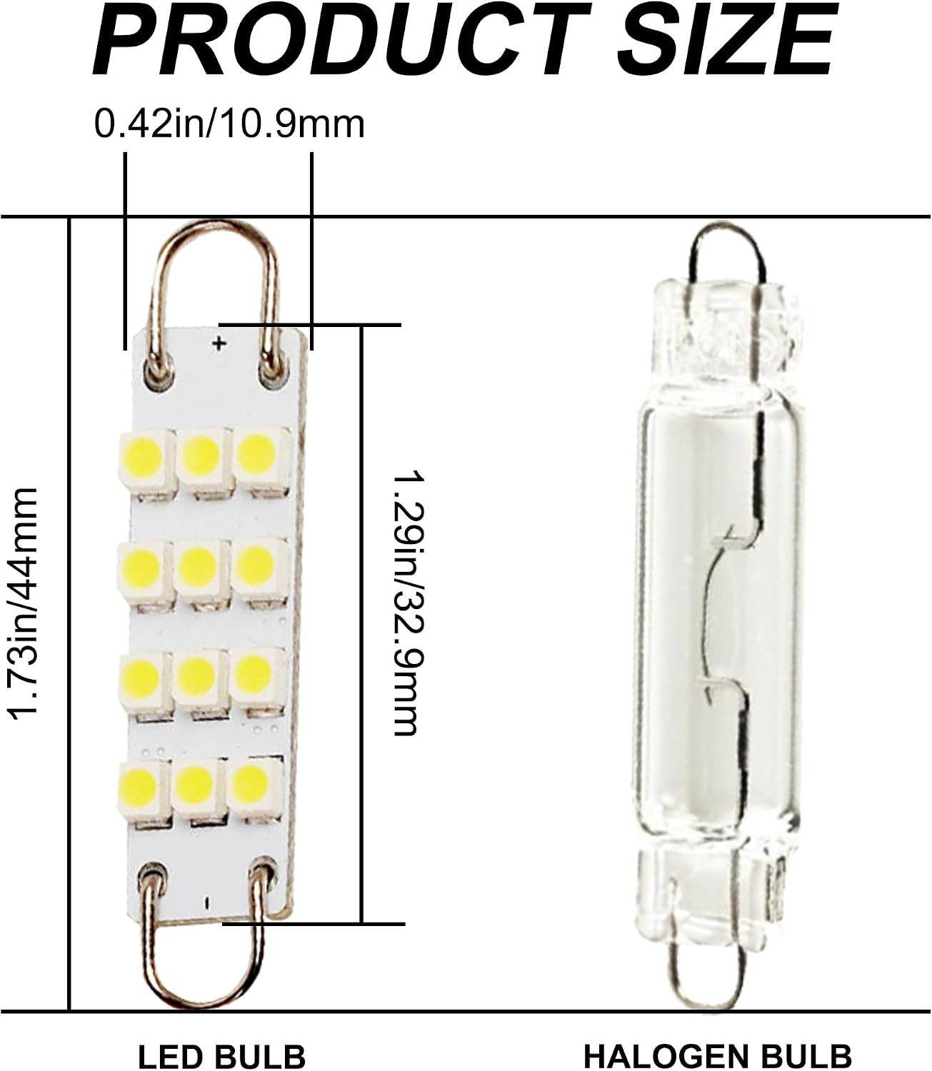 Festoon 561 562 567 564 44mm Led Light White Replacement for Car Interior Light Dome Map Light Door Courtesy Lights Trunk Light (Pack of 2)