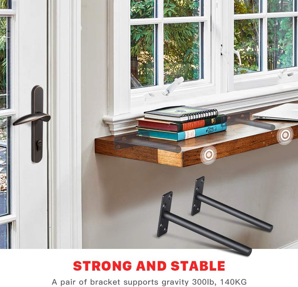 6 inch hidden floating shelf brackets, heavy duty showing dimensions