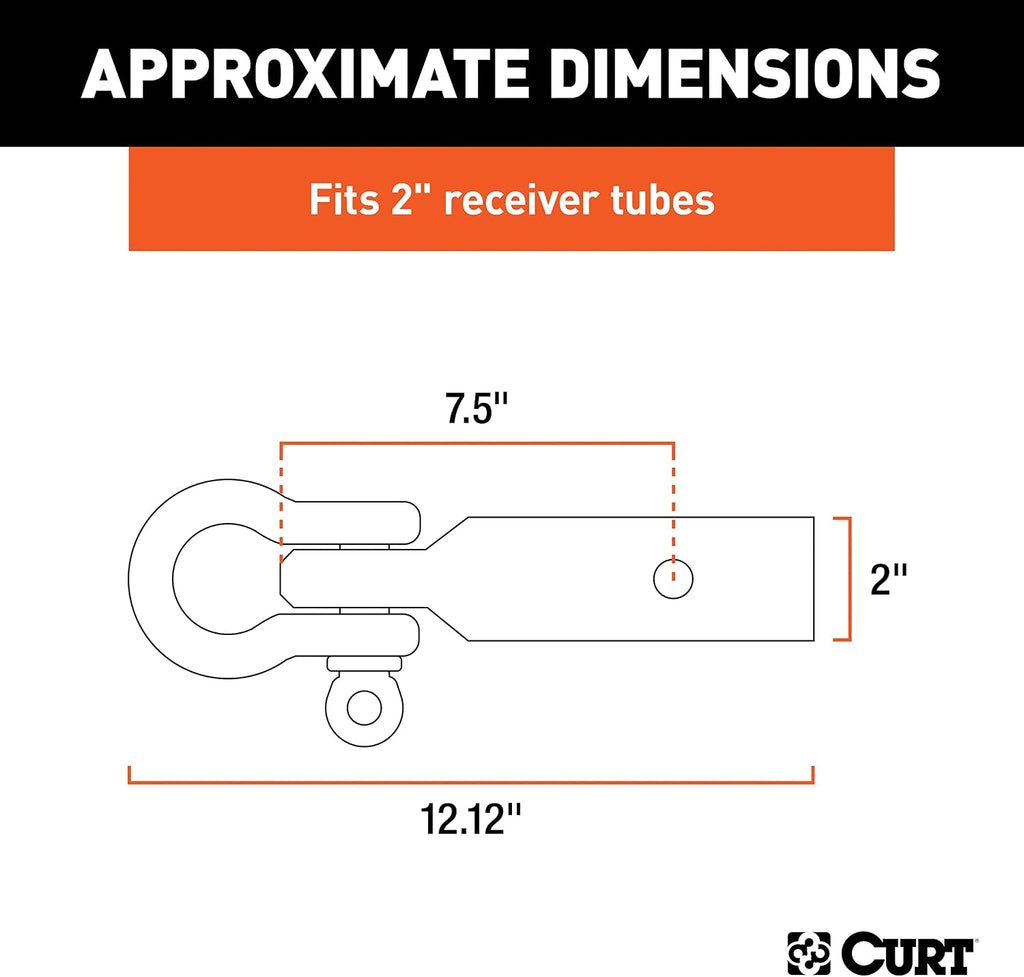 CURT 45832 D-Ring Shackle Mount Trailer Hitch, Fits 2-Inch Receiver, 13,000 lbs.