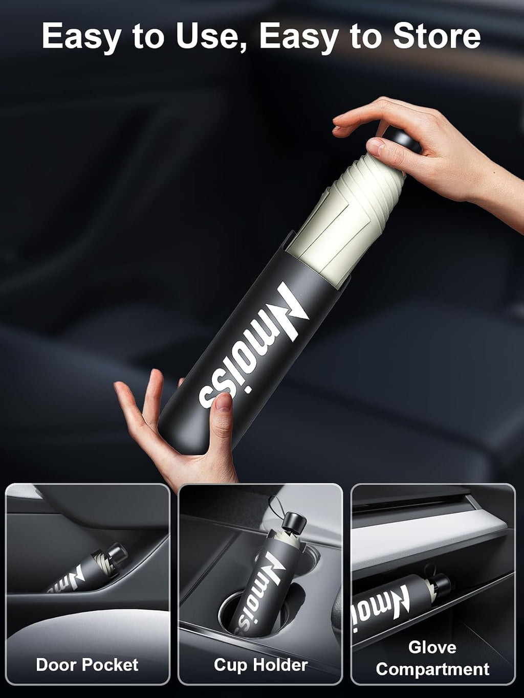 [Drive to Superior Coolness & Comfort] Nmoiss Ice Rib Windshield Sun Shade Umbrella High Speed Cooling 99% UV Blocking Protects Car from Sun and Heat Damage Medium (56" L x 31" W)