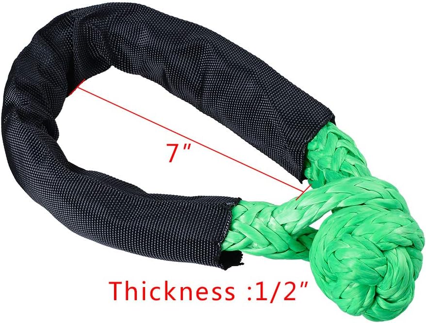 Set of Two Green 1/2" Synthetic Soft Rope Shackles 38,000lbs+ (2pcs)