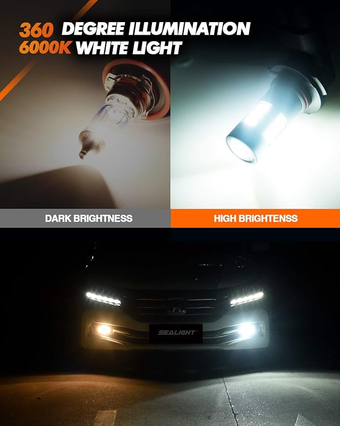 SEALIGHT H11 H8 H16 LED Fog Light Bulbs or DRL, Real 360° illumination Fog Bulbs - Image 5