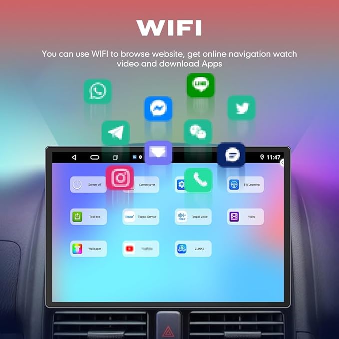 Kunfine Car CarPlay Android Auto Navigation Stereo GPS Radio Camera Display - Image 5