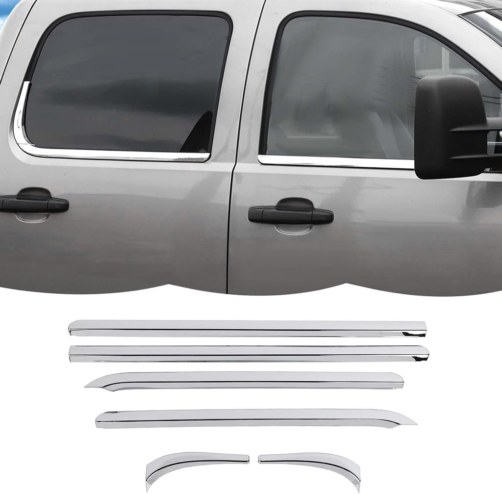 RT-TCZ Window Trim Strip Cover Window Molding Trim Cover Decoration Exterior Accessories for Chevy Avalanche/Suburban/Tahoe/Silverado 2007-2013,for GMC Yukon/Sierra 2007-2013 (Chrome)