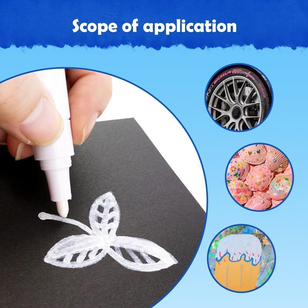 Waterproof Tire Paint Pen, Non-Fading Tire Paint Pen, Premium Tire Marker Pens for Car Motorcycle Tire Lettering (6Pcs-A)