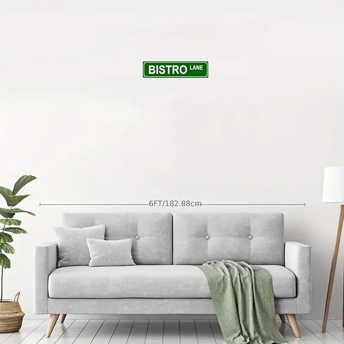 BISTRO LANE Space Metal Tin Street Sign Bar Cafe Garage Cave Home Room Wall - Image 3