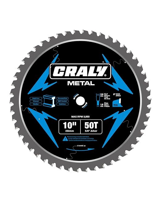 CRALY 10 Inch 50 Teeth Steel and Ferrous Metal Cutting Circular Saw Blade by CRALY