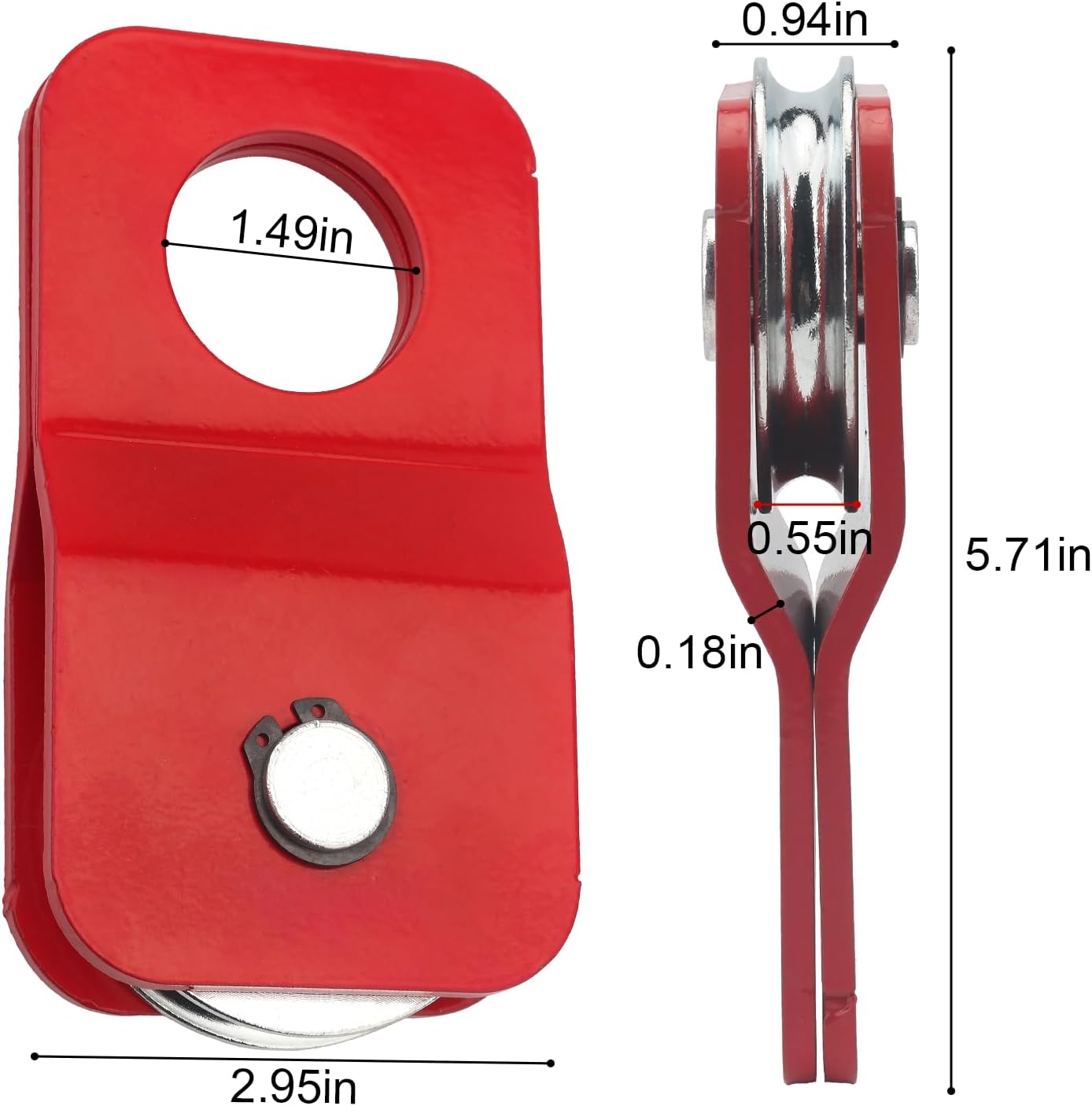 Winch Snatch Block 8000 lbs, Heavy Duty Recovery Pulley for ATV UTV Off-Road, Fits 1/4"–5/16" Winch Cable, Load-Doubling & Direction Change (Red)