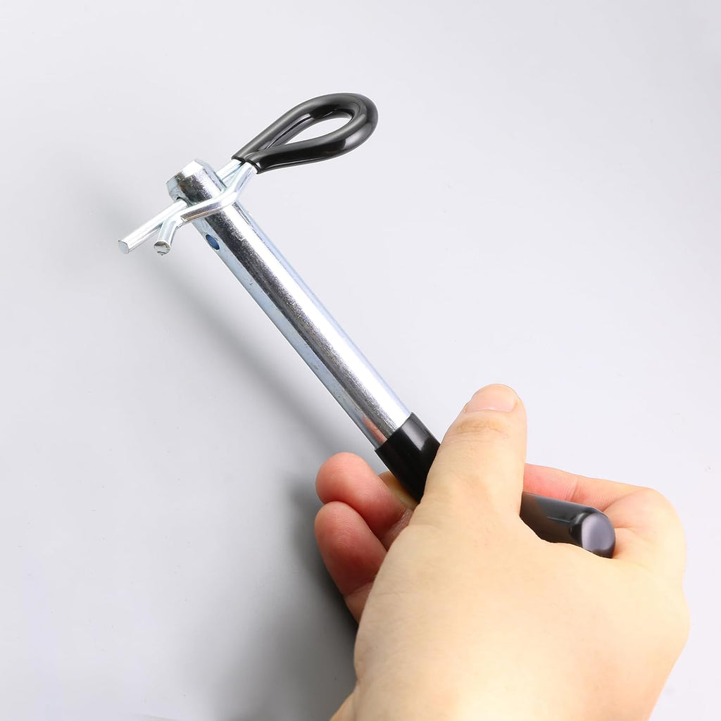 Trailer Hitch Pin, 1/2 Inch Diameter Tow Hitch Pin and Clip with Black Vinyl-Coated Grip for 1-1/4 Inch Receiver