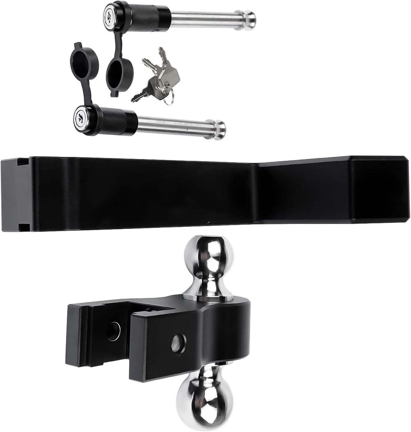 Adjustable 2.5" Trailer Hitch 10" Drop/Rise Dual-Ball 18500 LBS GTW Locks