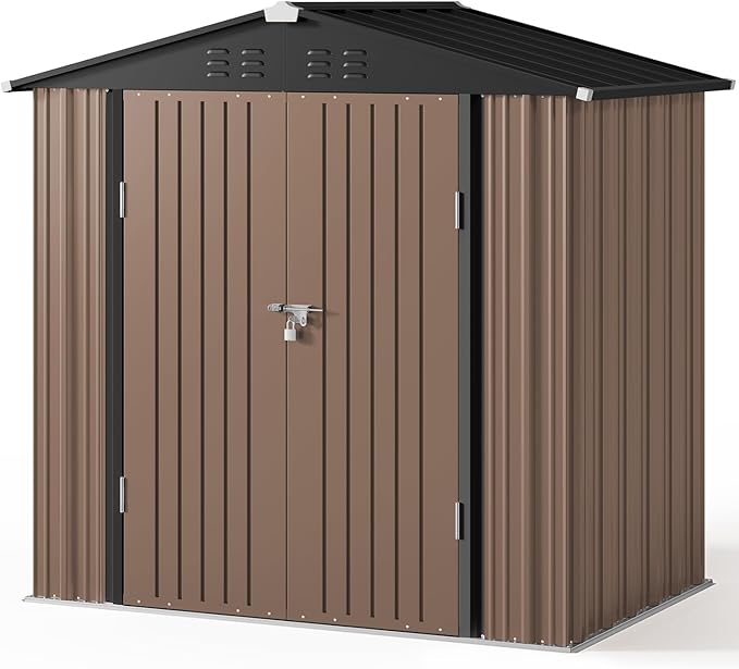 Gizoon Outdoor Storage Shed 6 x 4 FT, Galvanized Metal Garden Shed - Image 8