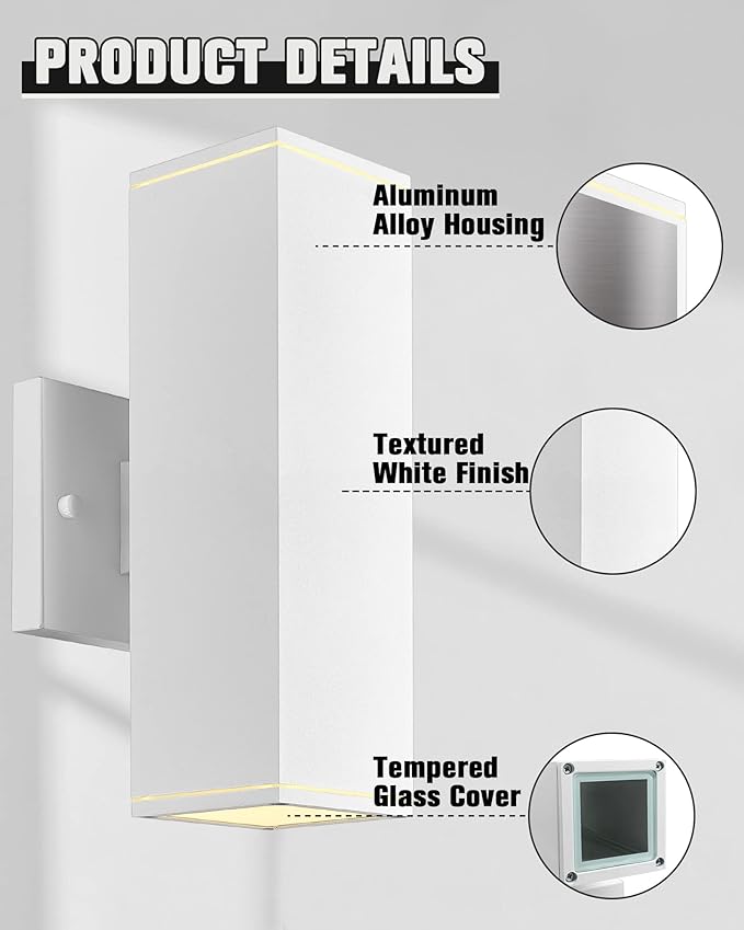 Ken & Ricky Outdoor Wall Sconces, Modern Up and Down Outdoor Light Fixture - Image 6