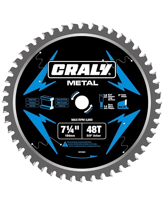 CRALY 7-1/4 Inch 48 Teeth Steel and Ferrous Metal Cutting Circular Saw Blade by CRALY