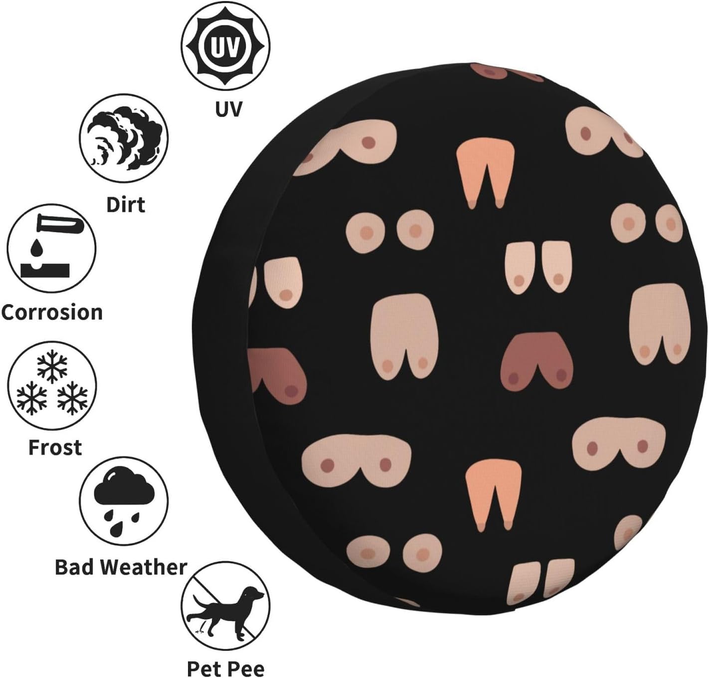 Boobs Funny Art Sign Tire Cover Weatherproof Universal Wheel Protectors for Rv Camper Trailer SUV Truck 16 Inch