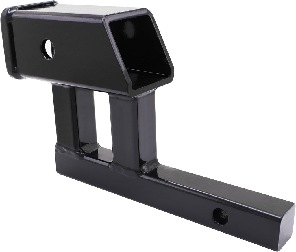 1-1/4” to 2” Hitch Adapter with 5” Rise & Drop, Heavy Duty Trailer Hitch Receiver Adapter, Steel Hitch Extender Converter for Bike Rack Cargo Carrier, Black Powder Coated