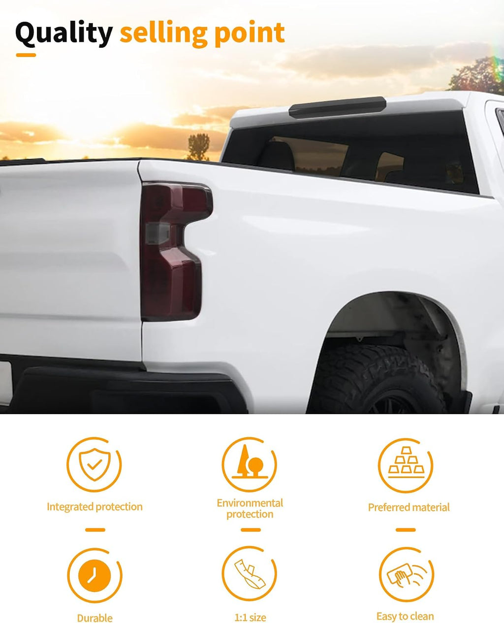 Hoolcar Smoke Black 3rd Third Brake Light Cover & Tail Light Cover Compatible with Chevy Silverado 2022 2023 2024 2025 2026 Smoked Light Cover Exterior Accessories