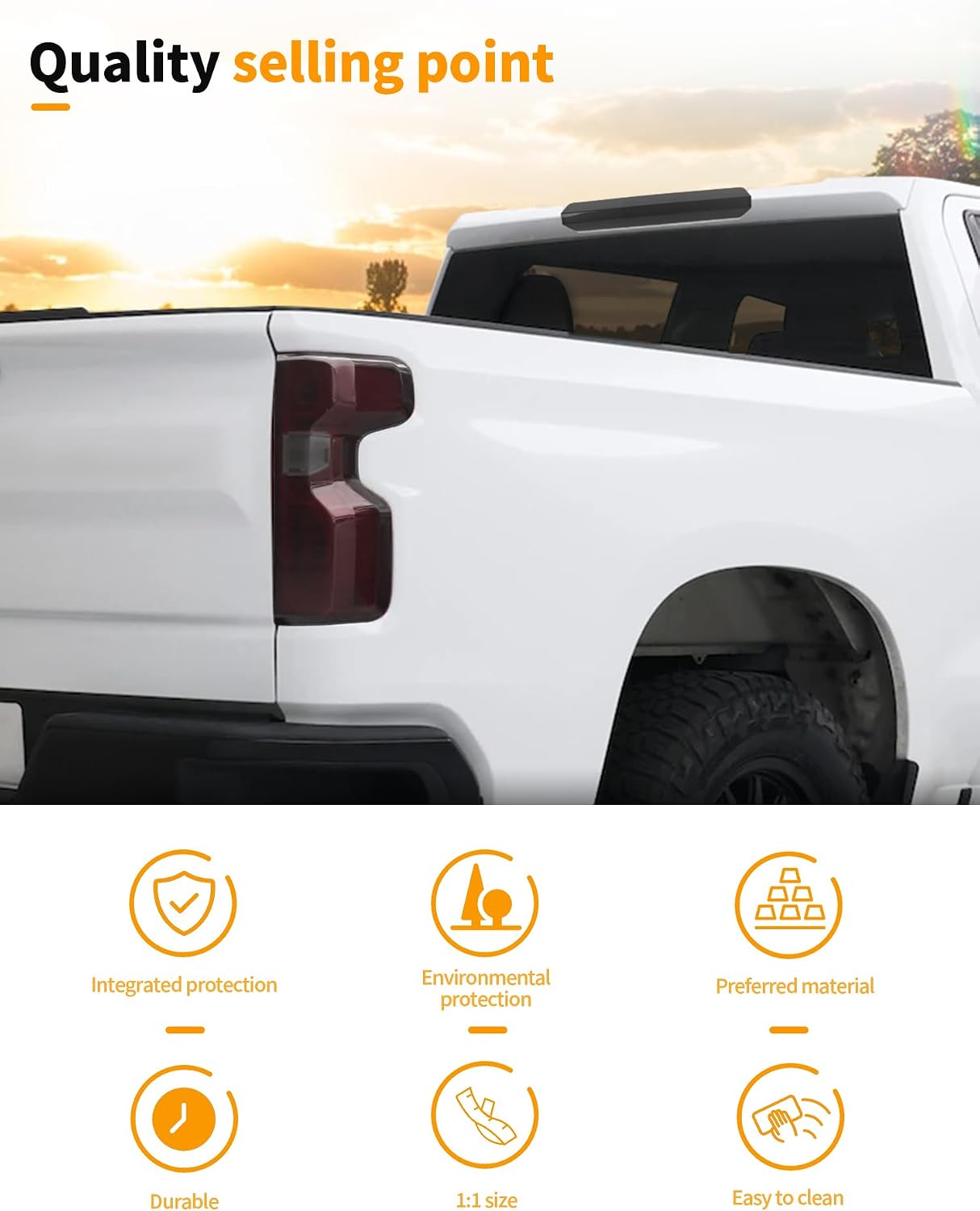 Hoolcar Smoke Black 3rd Third Brake Light Cover & Tail Light Cover Compatible with Chevy Silverado 2022 2023 2024 2025 2026 Smoked Light Cover Exterior Accessories