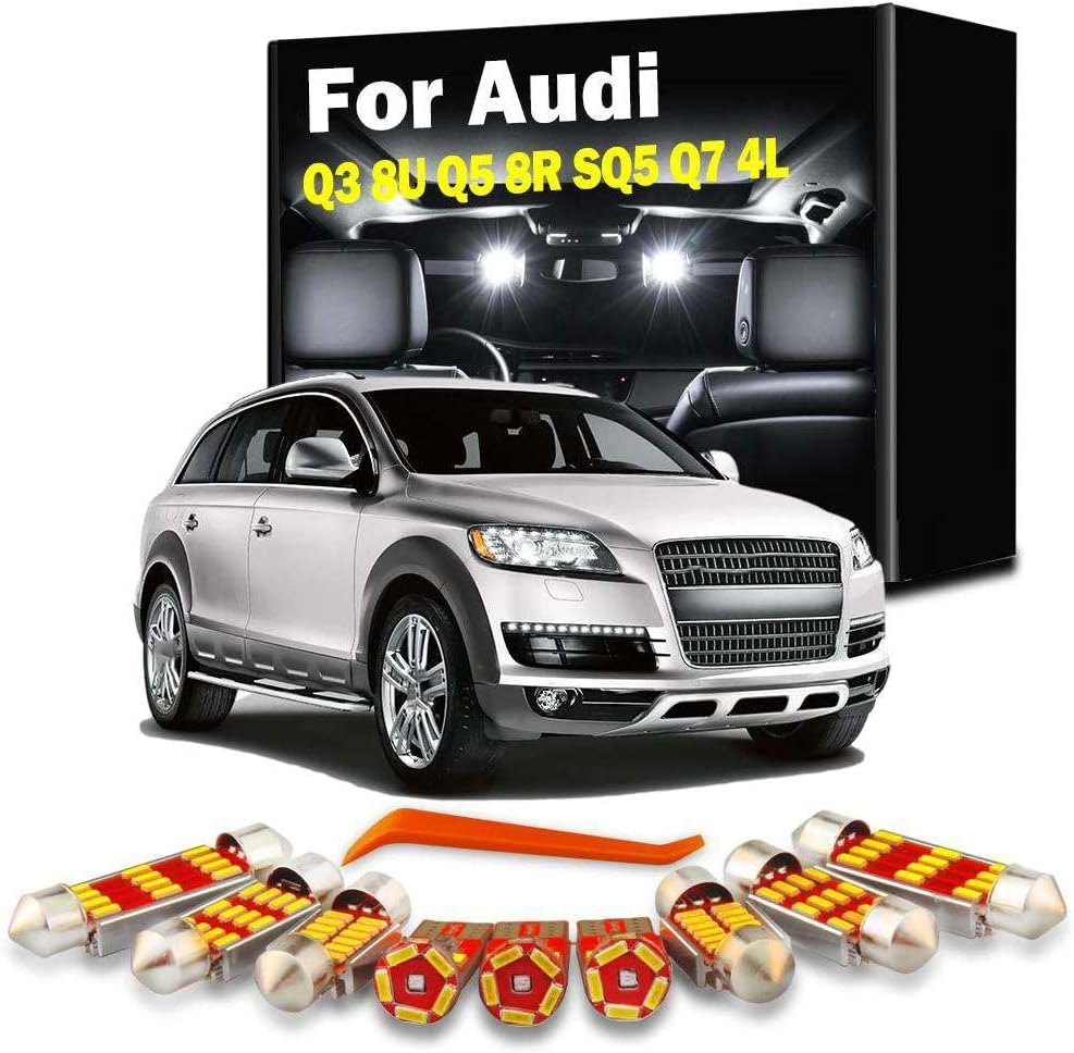 Car LED Interior Dome Map Trunk Glove Box Vanity Mirror Door Lamp Light Kit, for Audi Q3 8U Q5 8R SQ5 Q7 4L