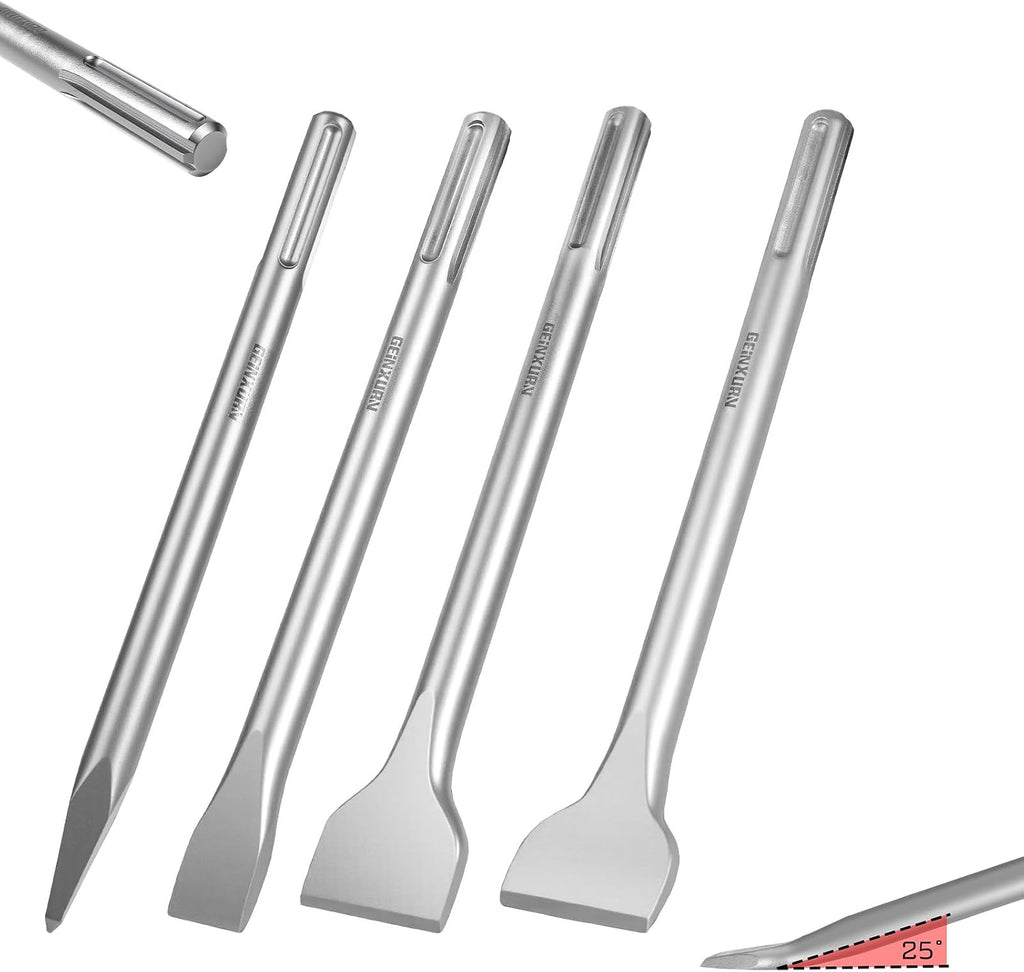 geinxurn sds max chisels, 4pcs 12-inch long masonry, main product view