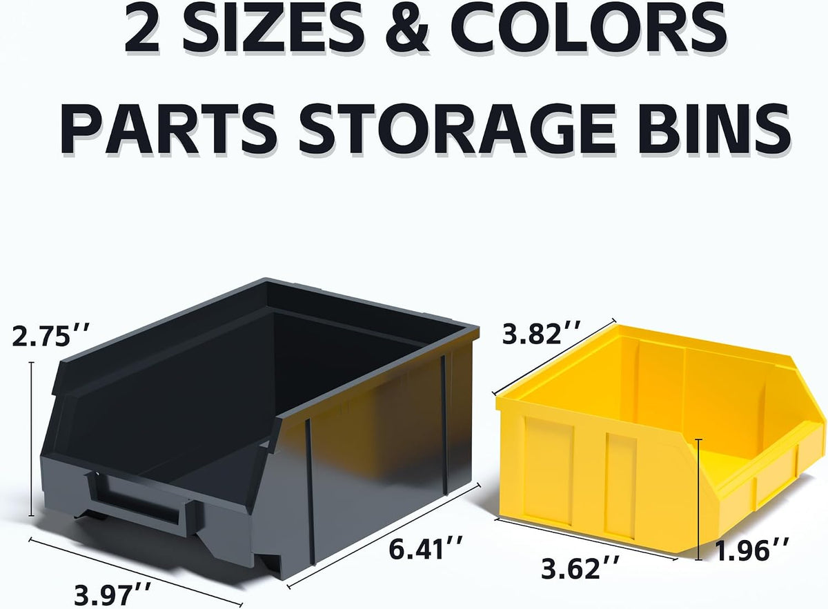 kje 30pcs wall mounted storage bins, plastic tool, side view