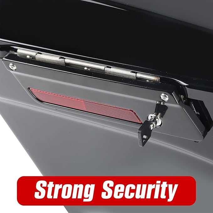 XFMT Motorcycle Saddlebags Vivid Black Hard Saddle Bags Trunk W/Black Latches - Image 5