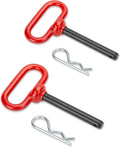1/2 inch Trailer Hitch Pin and Clip, 1/2" x 4" Tow Hitch Pin Rubber Coated Red Handle Pin for Tractors, Towing, Lawn Mower, Golf Cart and ATV, Heavy Duty Gate Pin Trailer Accessories One-Handed