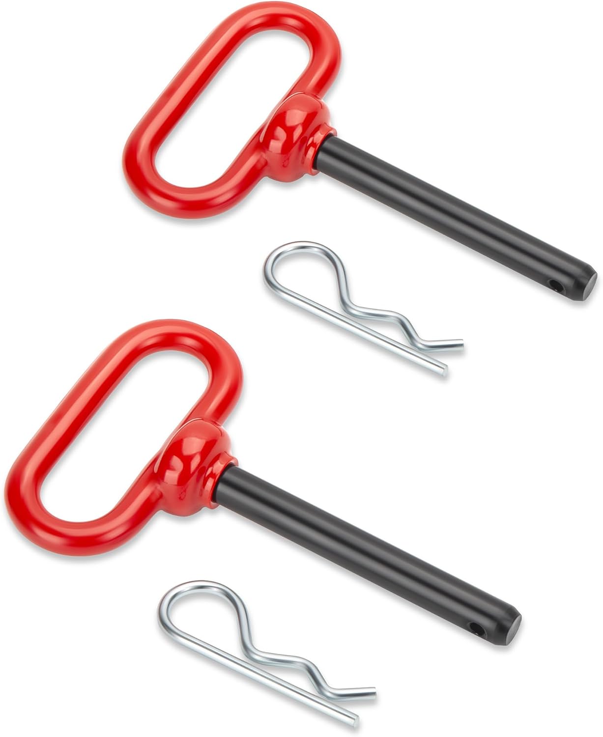 1/2 inch Trailer Hitch Pin and Clip, 1/2" x 4" Tow Hitch Pin Rubber Coated Red Handle Pin for Tractors, Towing, Lawn Mower, Golf Cart and ATV, Heavy Duty Gate Pin Trailer Accessories One-Handed