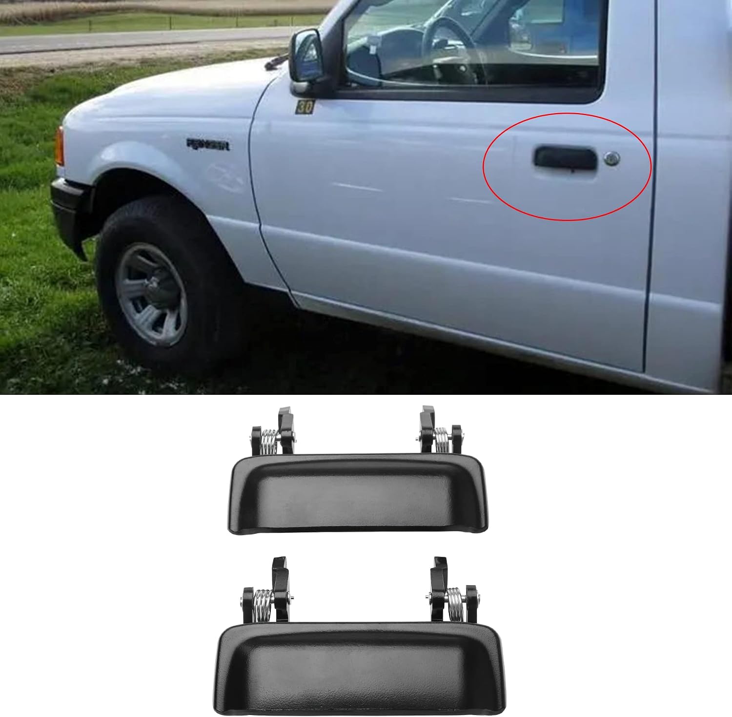 All Metal Exterior Door Handle Set, Compatible with 1998-2011 Ford Ranger, 01-10 Mazda B2300 B3000 B4000, Front Outside Left Driver & Right Passenger Side | Replaces# 2L5Z1022404BAA Outer Handle
