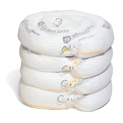 PIG Oil Boom - Oil-Only Absorbent Boom - 4 Pack - 5" x 10' Boom - Absorbs up to by NewPig
