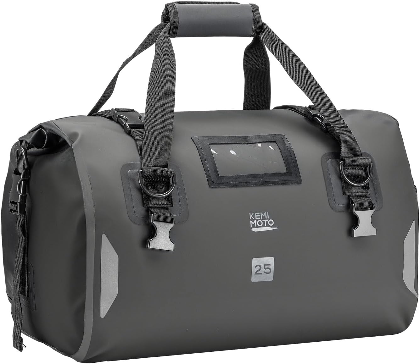 KEMIMOTO Waterproof Motorcycle Dry Bag – Duffle Tail Bag Soft Luggage, 25L/40L/65L Large Capacity with 4 Quick-Release Straps, Dustproof for Touring, Adventure, Motorcycling & Camping Grey