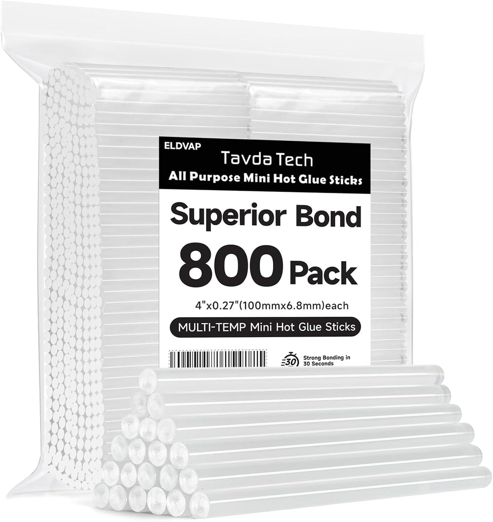 ELDVAP Full Size Hot Glue Sticks 800 Pack, 0.43" x 8", Clear Multi-...