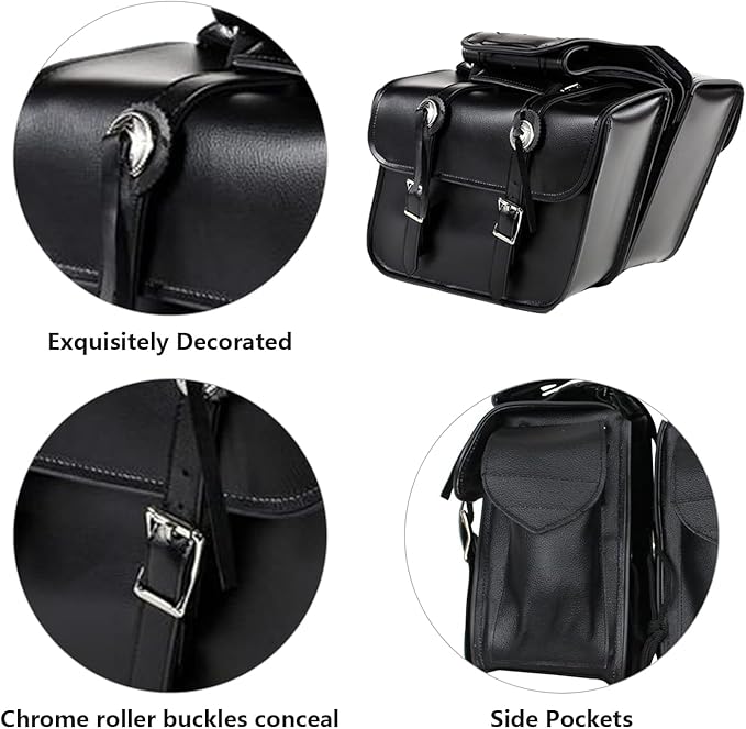 GARGOYLE BELLS Motorcycle Saddle Bags Leather Motorcycle Luggage Bag - Image 2