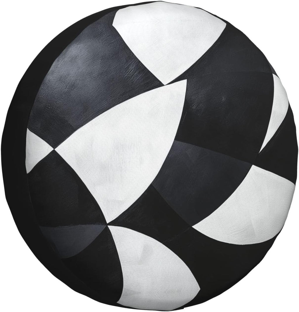 Black and White Pattern Print Universal Spare Tire Cover for RV, Jeep | Wheel Protector Fits Rv, Trailer, Jeep, Shield Tires From Sun, Dirt And Rain For Outdoor Storage