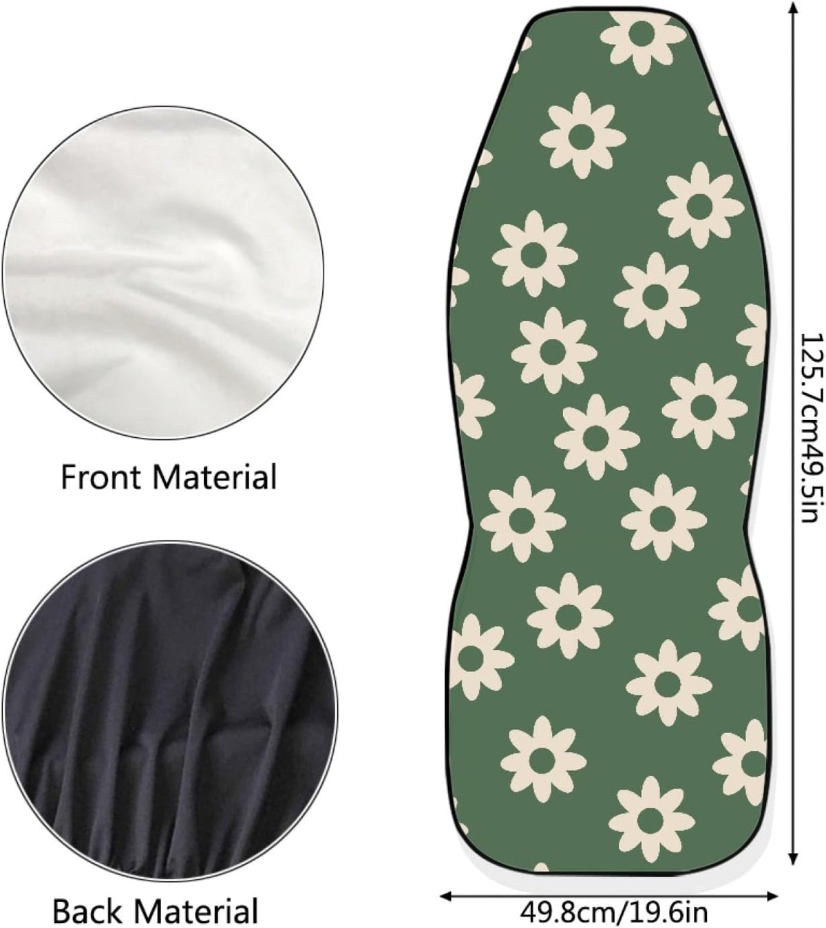 green groovy flower auto seat cover set 2 on a desk or shelf