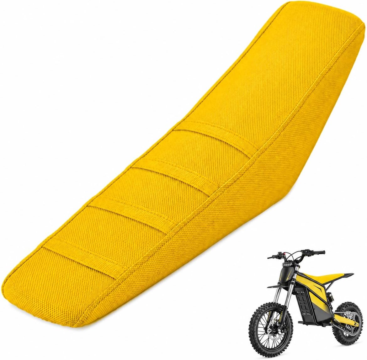 Dirt Bike Seat Cover, Non-Slip Gripper Cushion Pad Replacement, Compatible with Heybike Villain Electric Dirt Bike (Yellow)