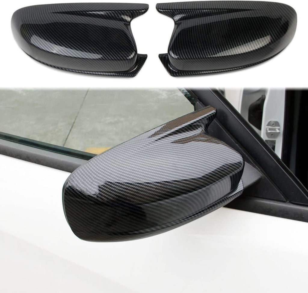 Crosselec Carbon Fiber Side Door Mirror Cover Molding Trim for Dodge Charger 2011-2021 (Carbon Fiber Pattern(Horn Style))