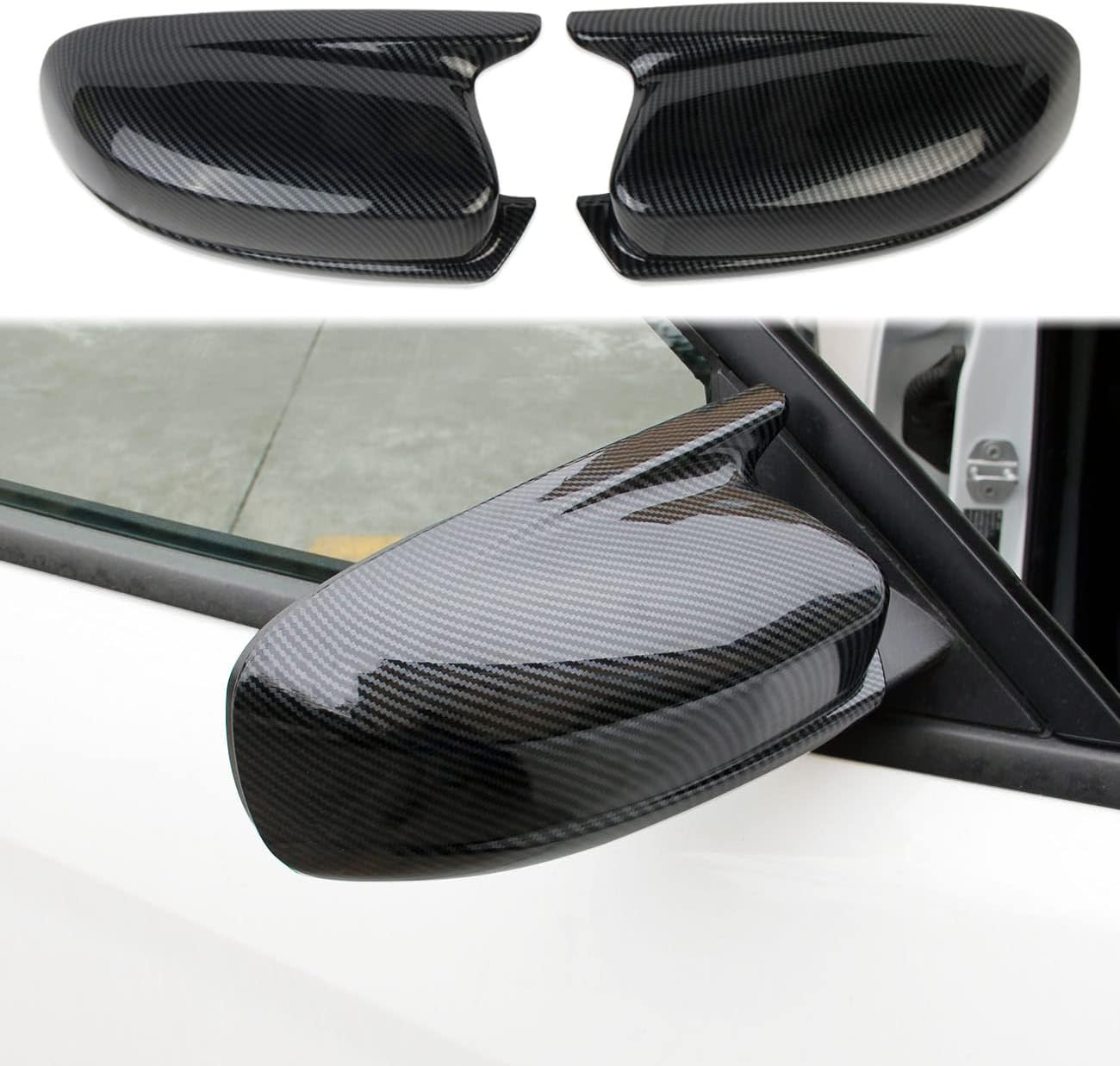 Crosselec Carbon Fiber Side Door Mirror Cover Molding Trim for Dodge Charger 2011-2021 (Carbon Fiber Pattern(Horn Style))