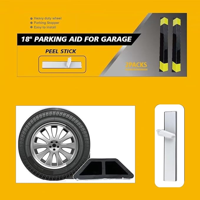 18" Heavy Duty Parking Aid for Garage, Car Parking Stopper for Garage 2 Pack - Image 4