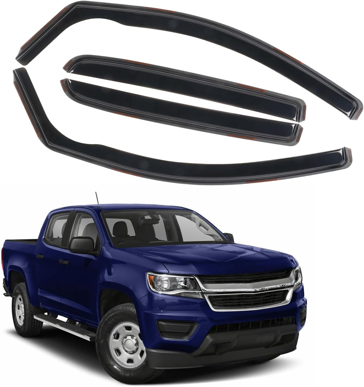 in Channel Rain Guards for 2015-2022 Chevy Colorado/GMC Canyon Crew Cab