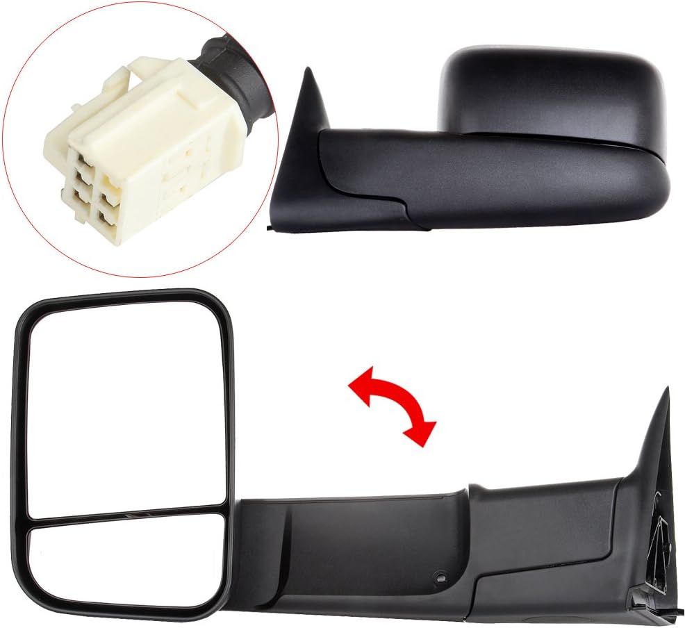 A Pair Heated Towing Mirrors Fits 1998-2001 for Dodge for Ram 1500 for Ram 2500 for Ram 3500 Truck, Power Adjusted View Mirror
