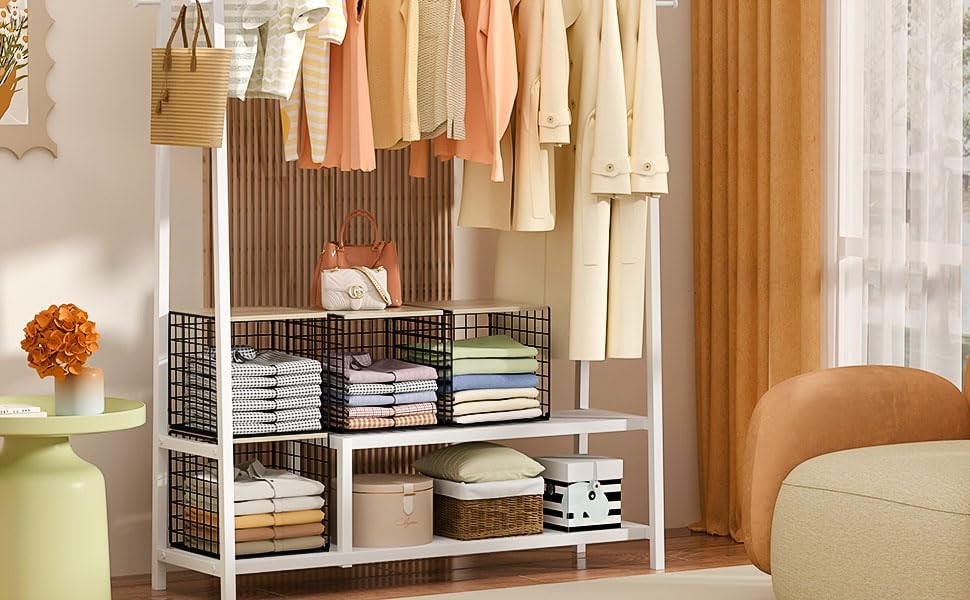 stackable closet organizers and storage, shelves with wood on a desk or shelf
