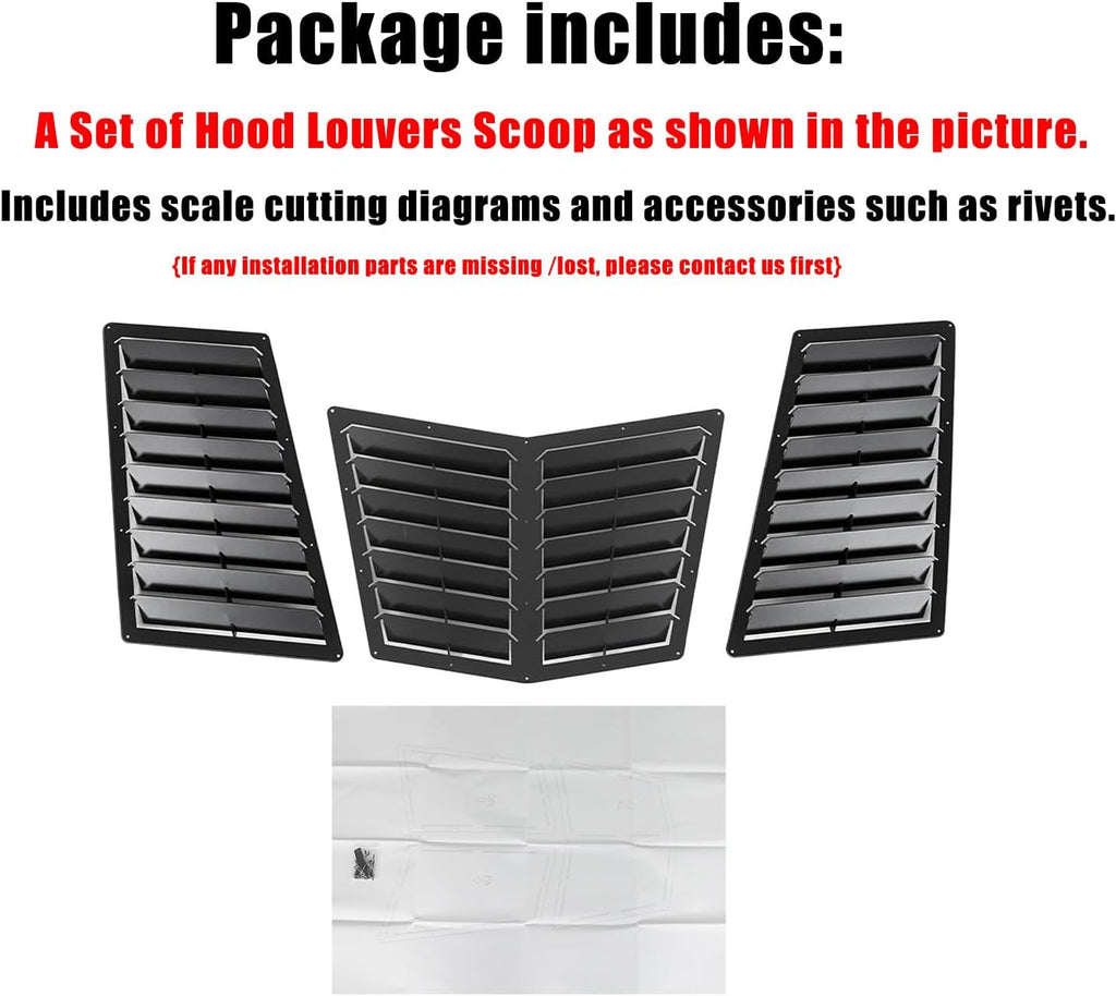 Vented Heat Extractor Hood Louvers Scoop for Chevy Corvette C5 Base Z06 1997-2004 Metal Black Body Kit